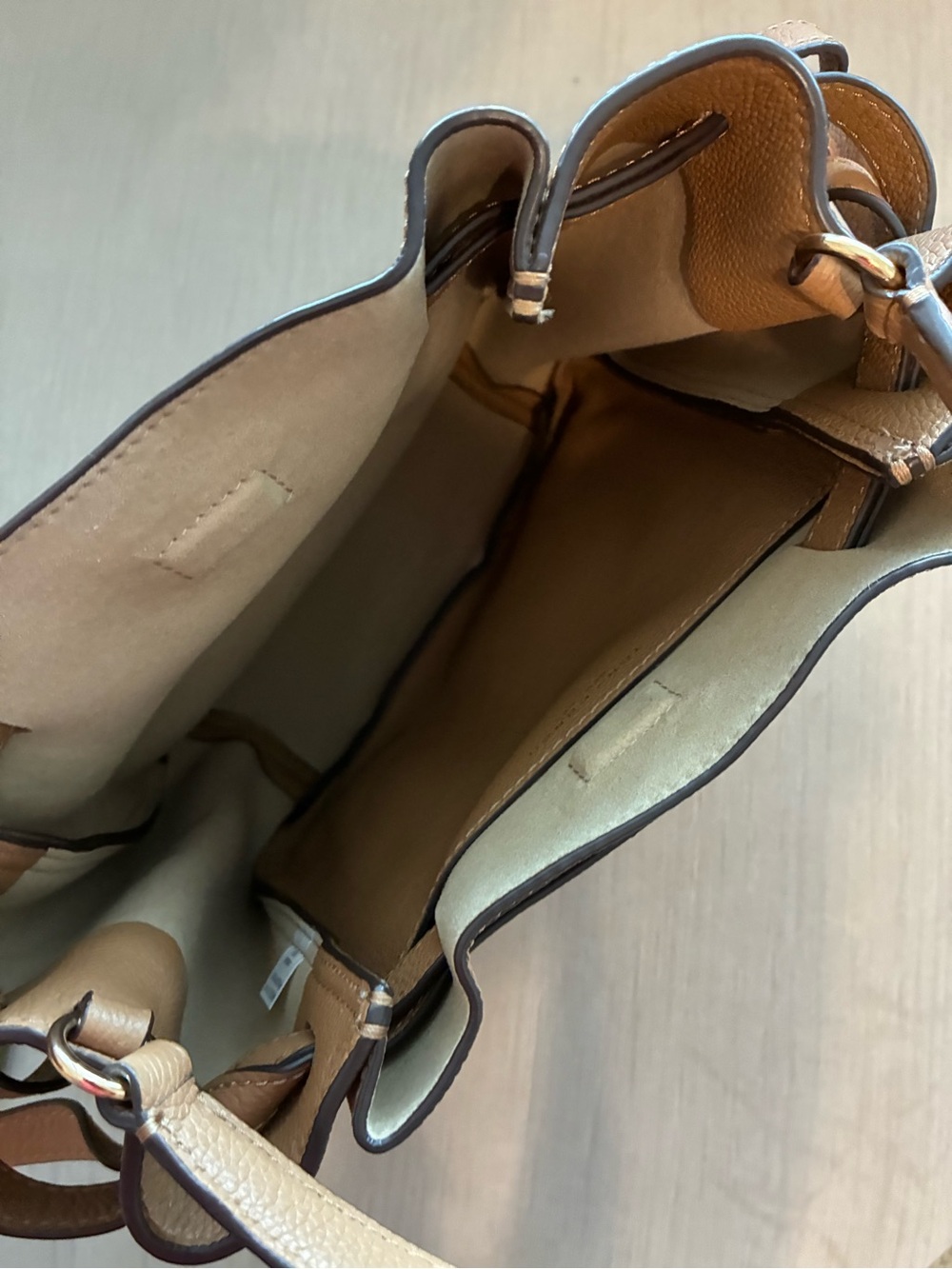 Tory Burch Caramel Brown Pebbled Leather Romy bag - Picture 3 of 4